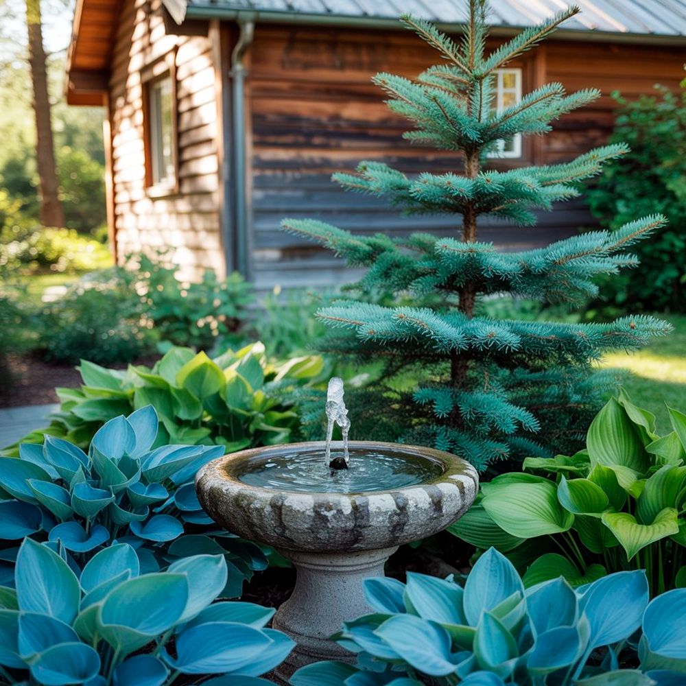 Преобразующий бирюзовый в саду